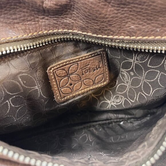 VTG Fossil Sutter Multi-Pocket Messenger Crossbody Pebbled Finish Leather Bag - Picture 8 of 16